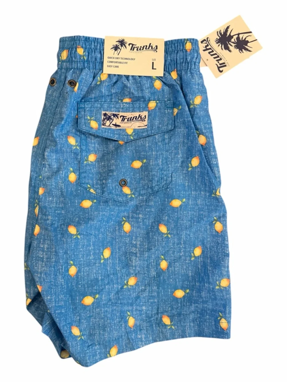 Trunks Surf & Swim Sano Chambray Lemons Swim Trunks NWT